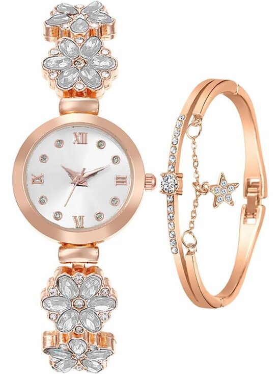 Accessories - Women's White Bracelet Fashion Waterproof Quartz Flower Shaped Stylish Watch